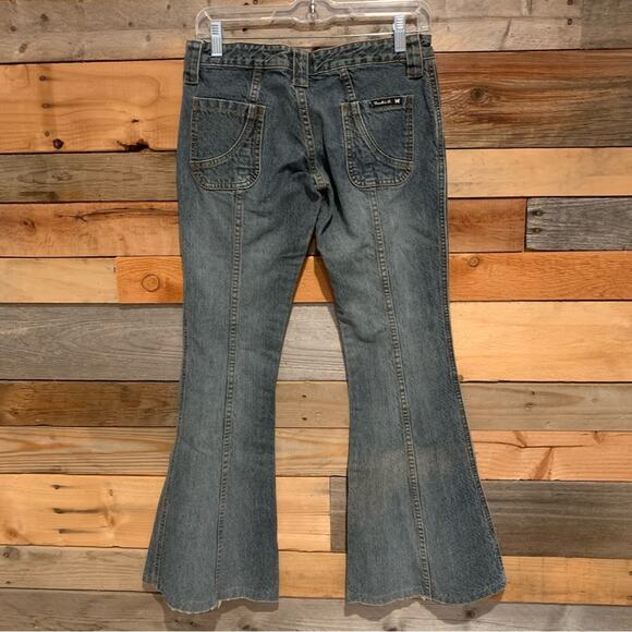 VINTAGE Y2K Frankie B Retro Flare Low-Rise Center Seam Jeans Dark Wash Size 4 - Picture 6 of 11